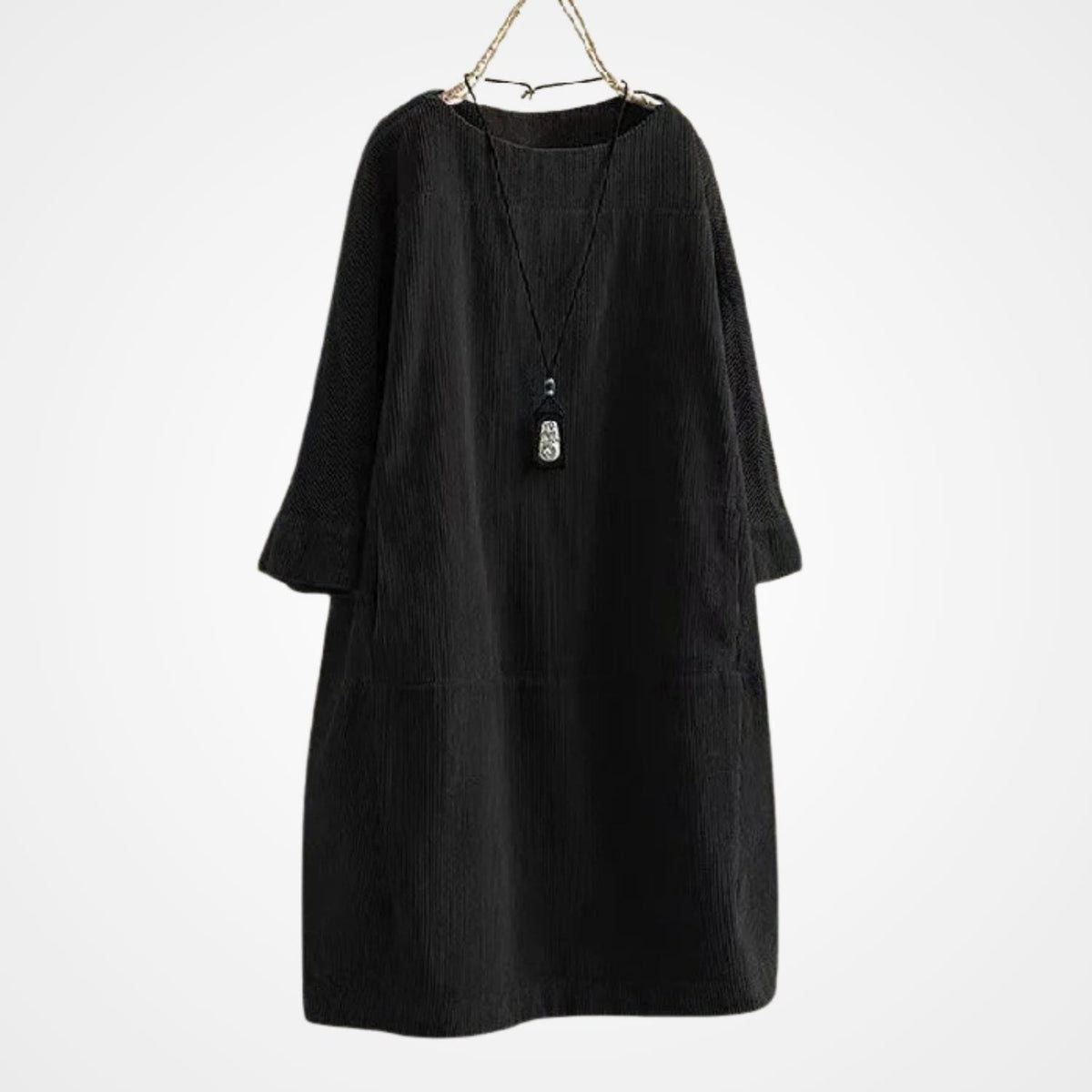 Winterkleid aus Cord mit Rundhals und lockerer Passform für Damen
