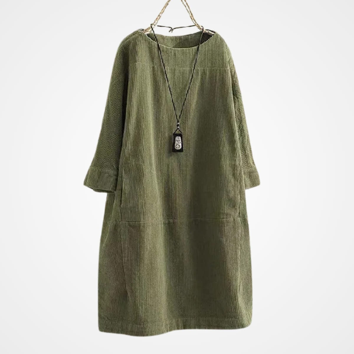 Winterkleid aus Cord mit Rundhals und lockerer Passform für Damen
