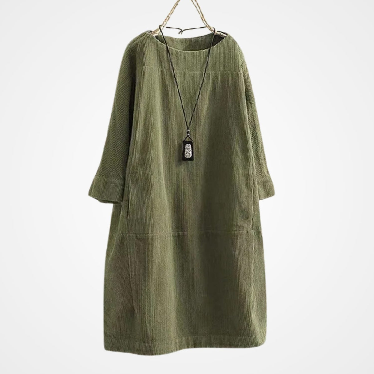 Winterkleid aus Cord mit Rundhals und lockerer Passform für Damen