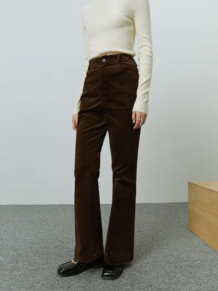 Cordhose Damen aus Feincord, gerader Schnitt in voller Länge