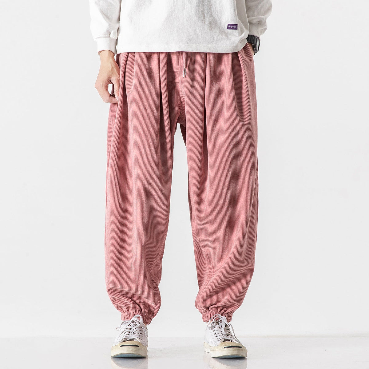 Cordhose Herren locker und knöchellang mit Bundfalten