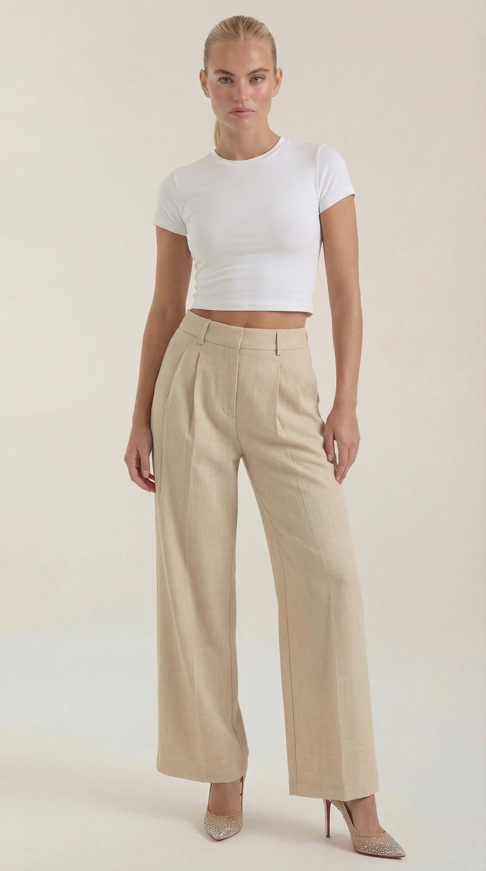 Stoffhose in Anzugoptik mit Bundfalten und weitem Bein für Damen
