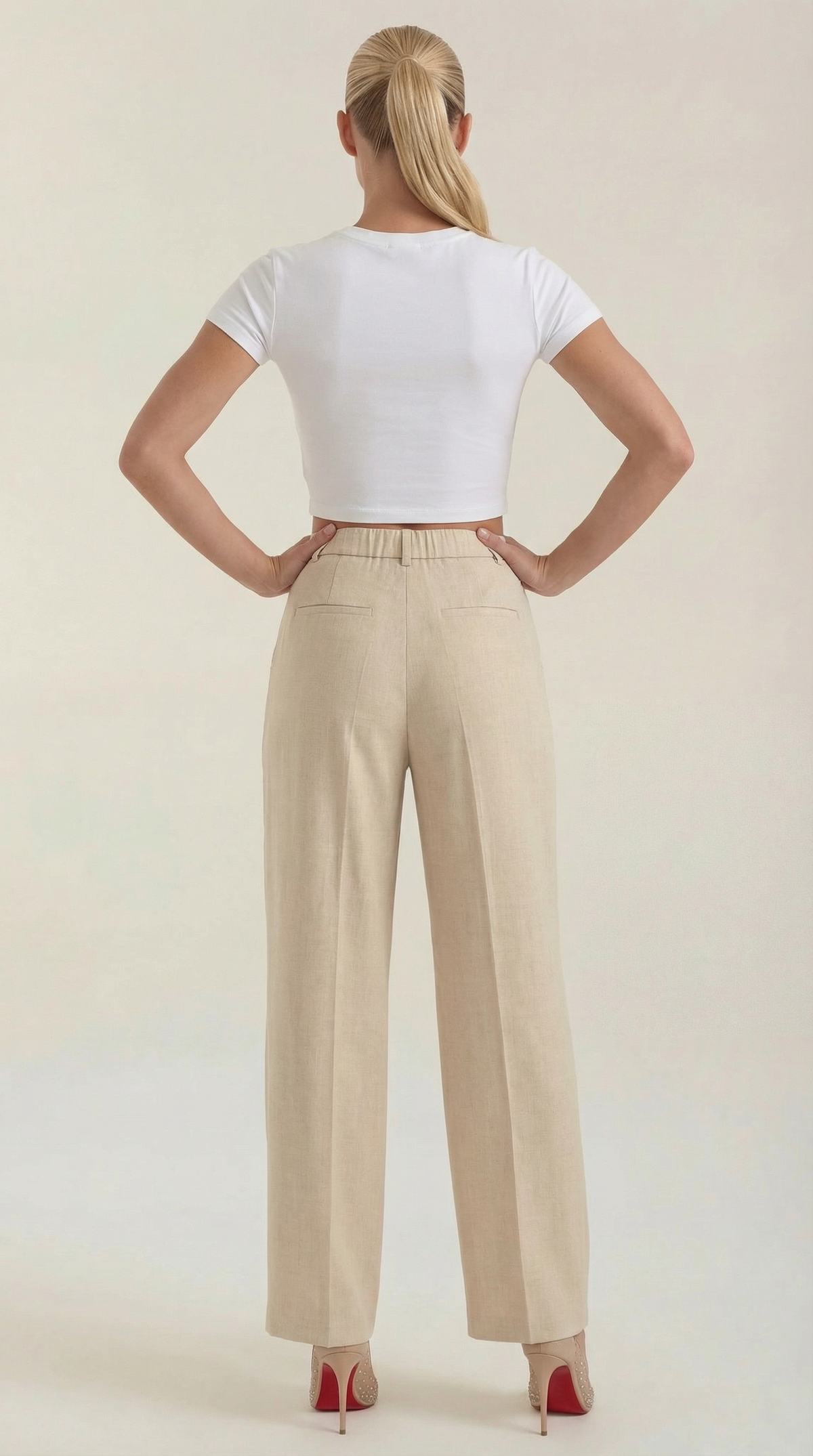 Stoffhose in Anzugoptik mit Bundfalten und weitem Bein für Damen