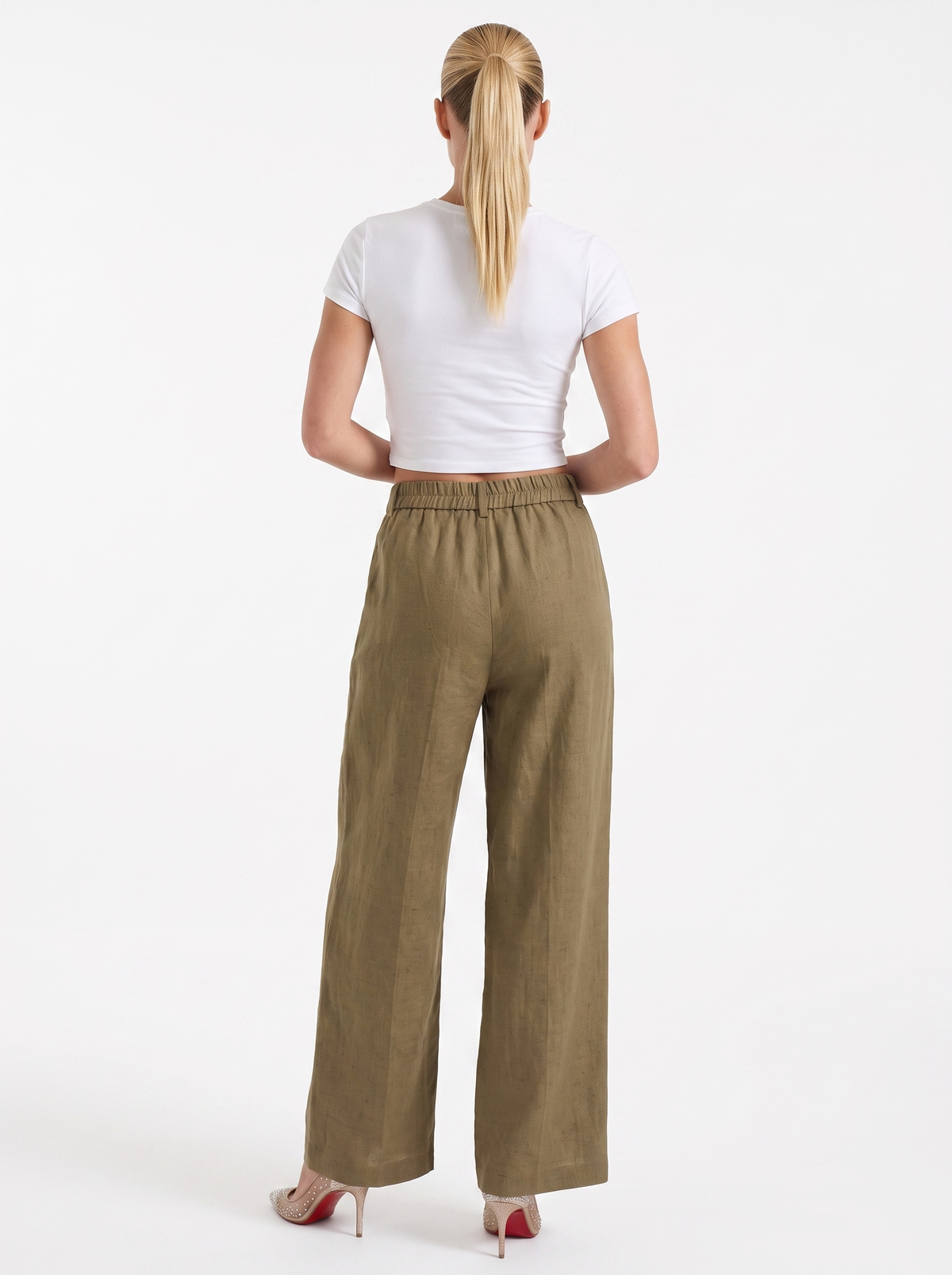 Stoffhose in Anzugoptik mit Bundfalten und weitem Bein für Damen