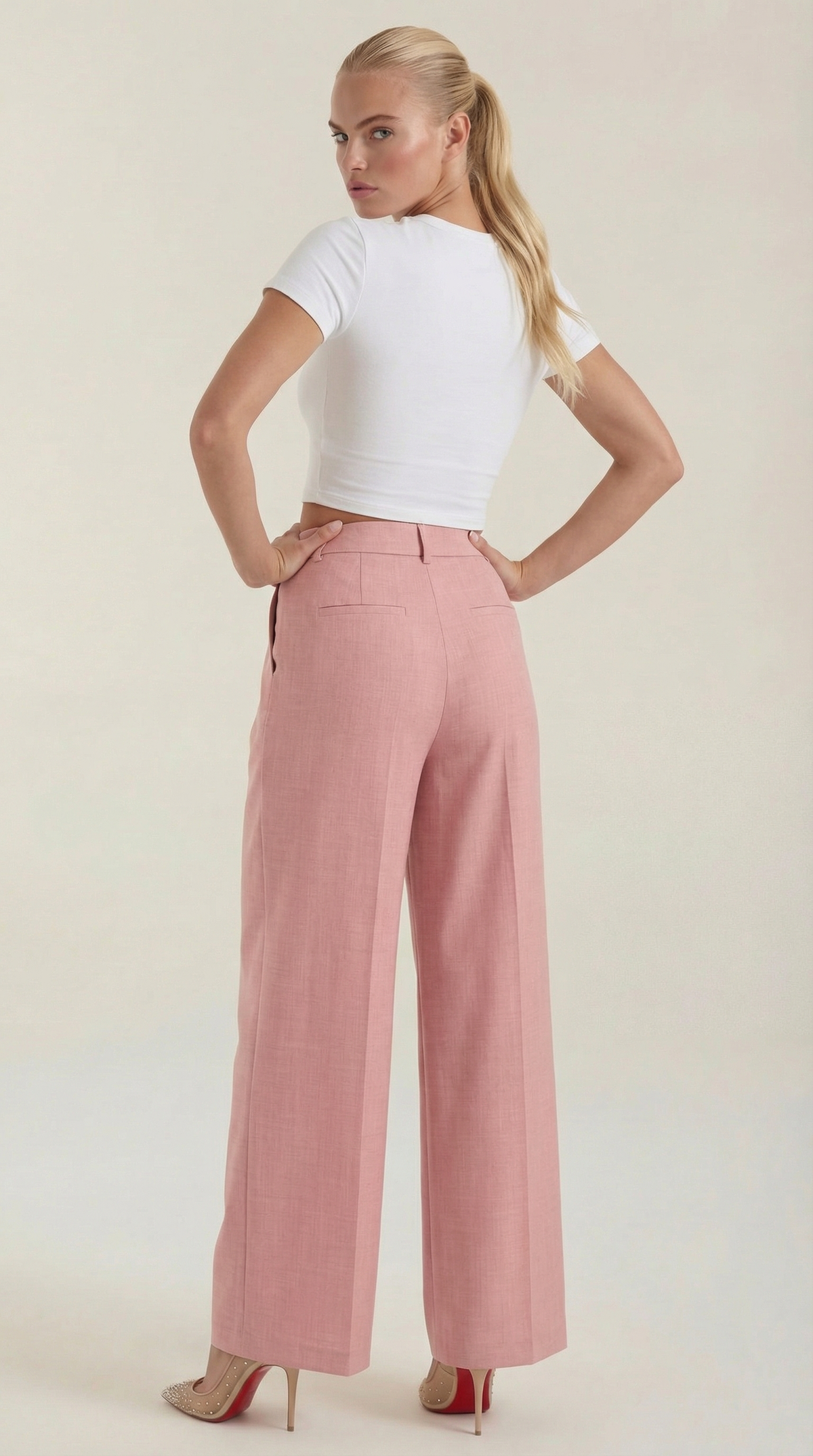 Stoffhose in Anzugoptik mit Bundfalten und weitem Bein für Damen