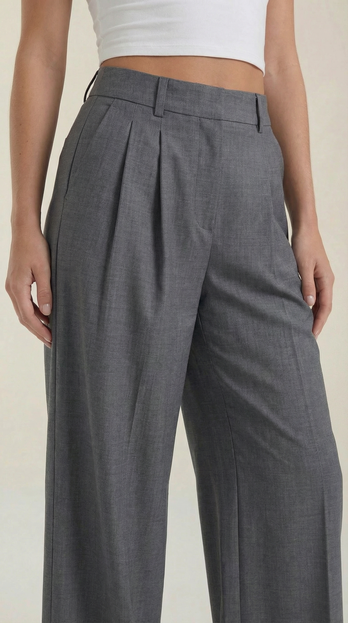Stoffhose in Anzugoptik mit Bundfalten und weitem Bein für Damen