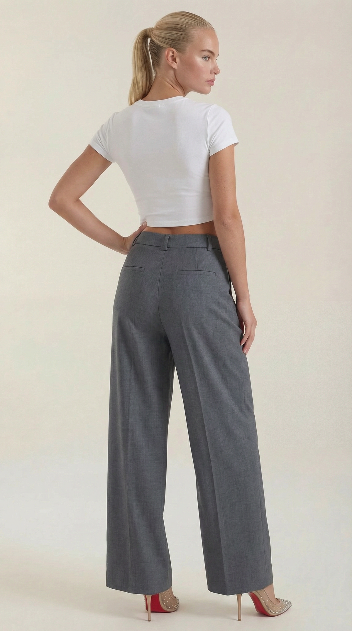 Stoffhose in Anzugoptik mit Bundfalten und weitem Bein für Damen