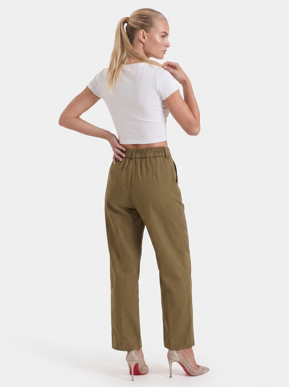 Stoffhose in Anzugoptik mit Bundfalten und weitem Bein für Damen