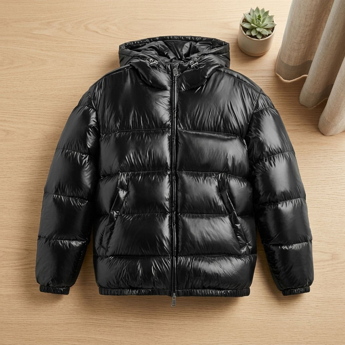 Daunenjacke Herren wasserabweisend mit Kapuze, gesteppte Winterjacke
