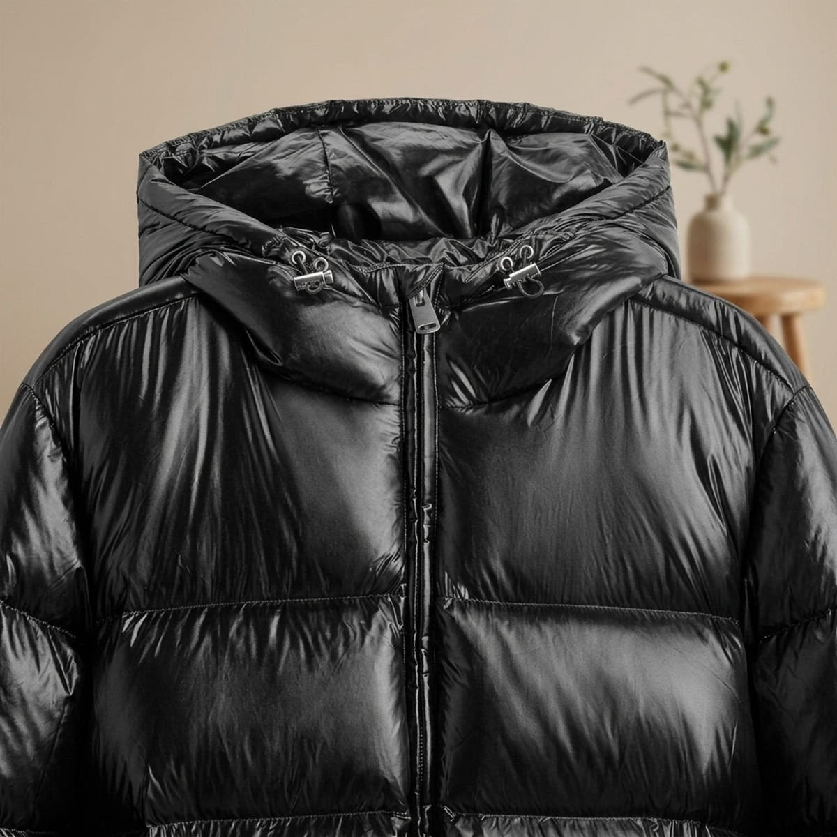 Daunenjacke Herren wasserabweisend mit Kapuze, gesteppte Winterjacke