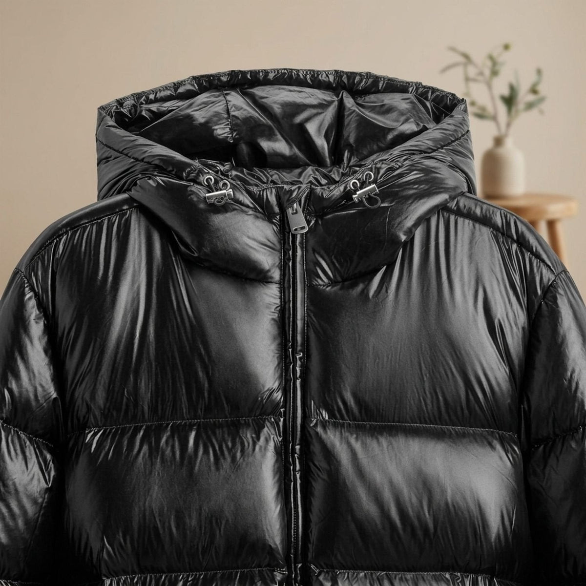 Daunenjacke Herren wasserabweisend mit Kapuze, gesteppte Winterjacke