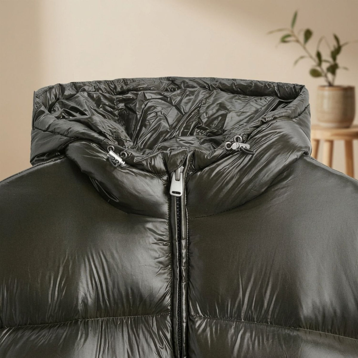 Daunenjacke Herren wasserabweisend mit Kapuze, gesteppte Winterjacke