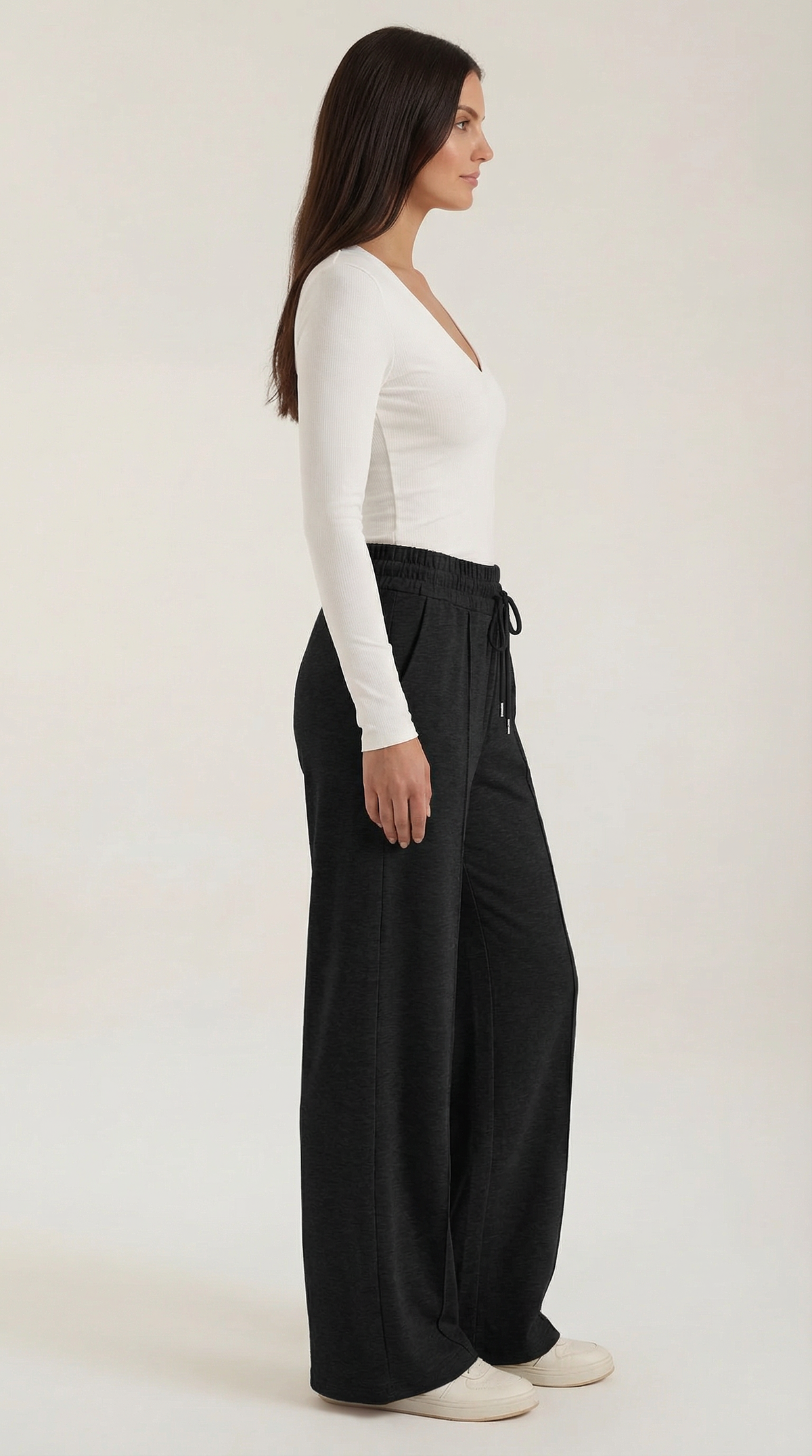 Weite Hose mit Kordelzug und Bügelfalten für Damen