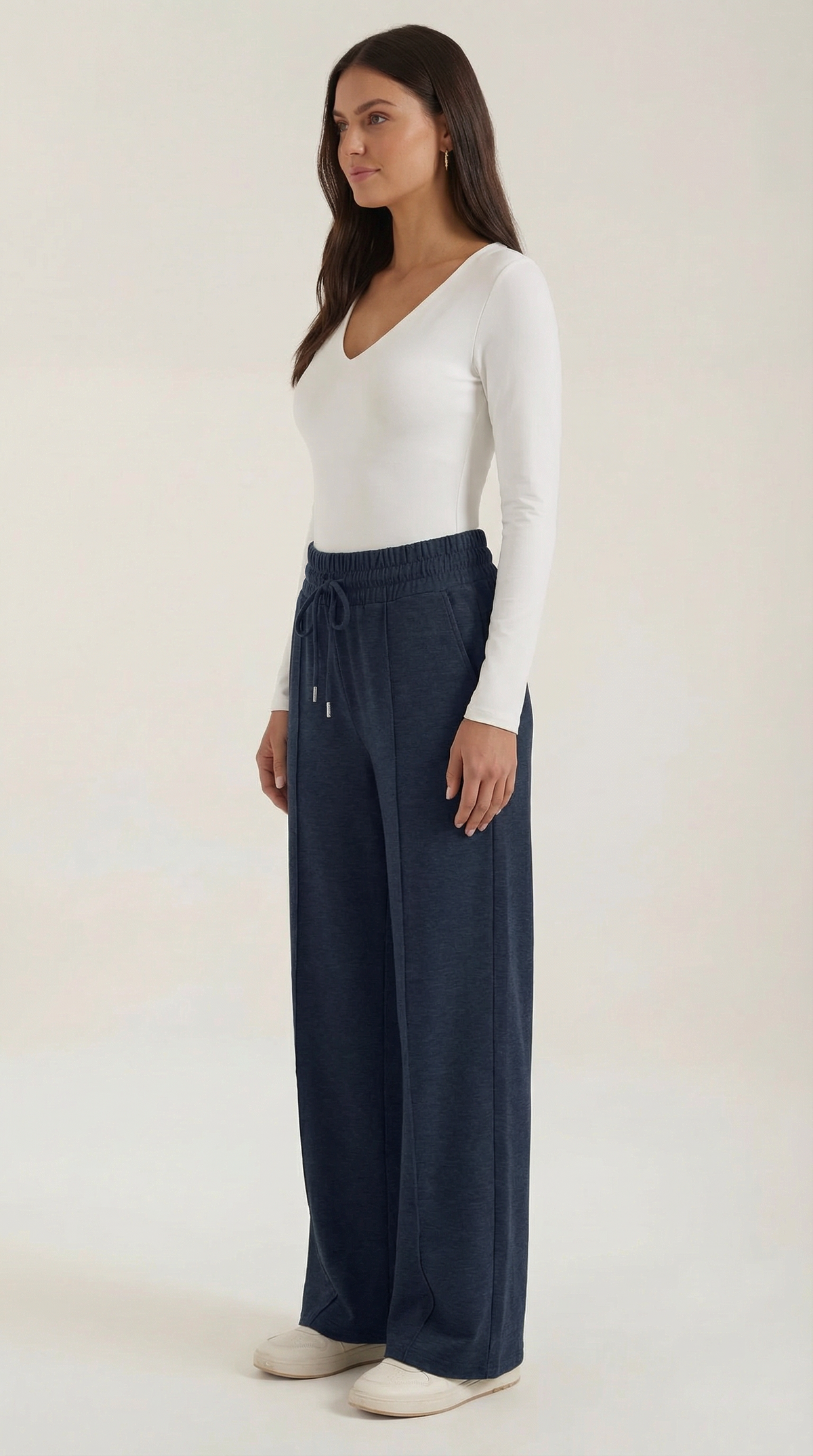 Weite Hose mit Kordelzug und Bügelfalten für Damen