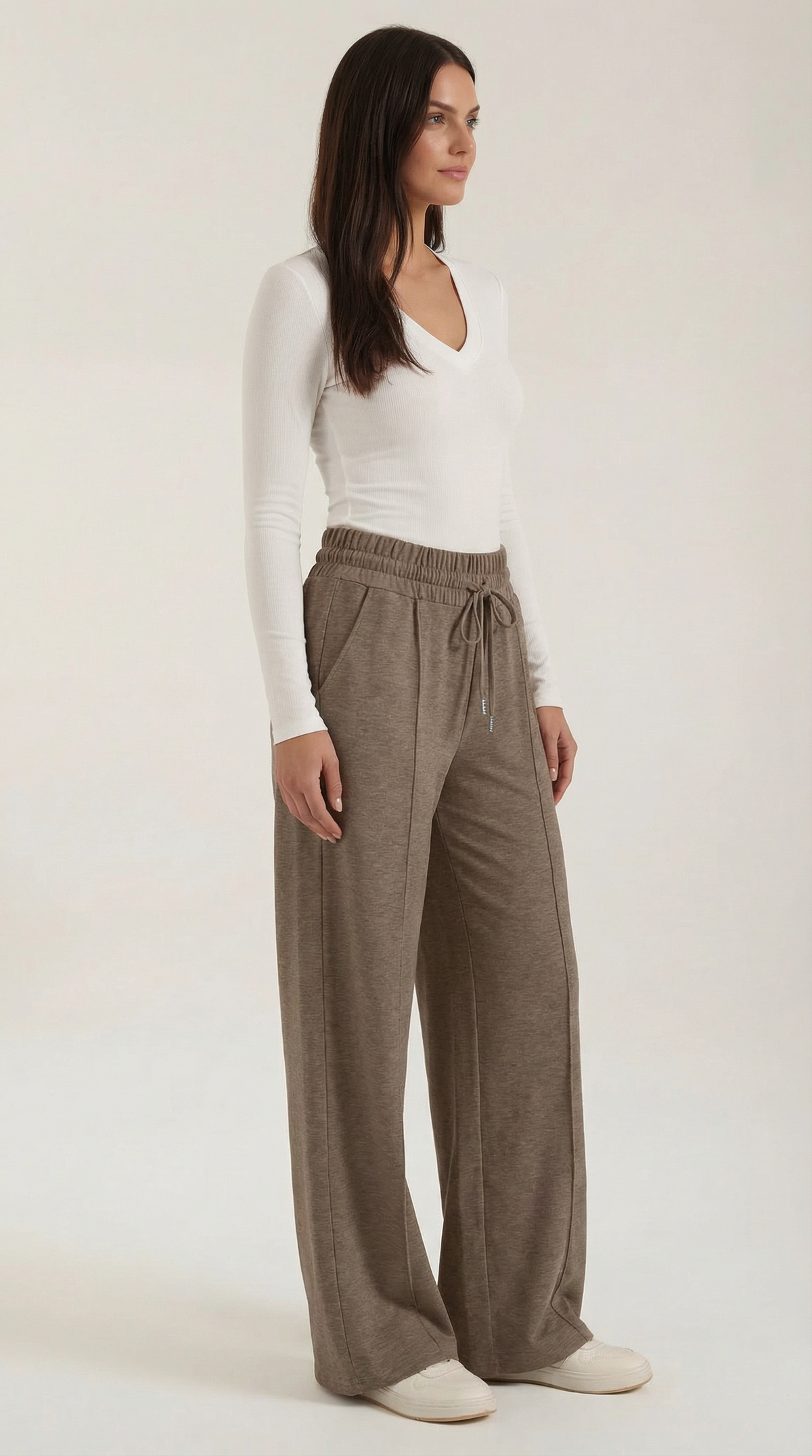 Weite Hose mit Kordelzug und Bügelfalten für Damen