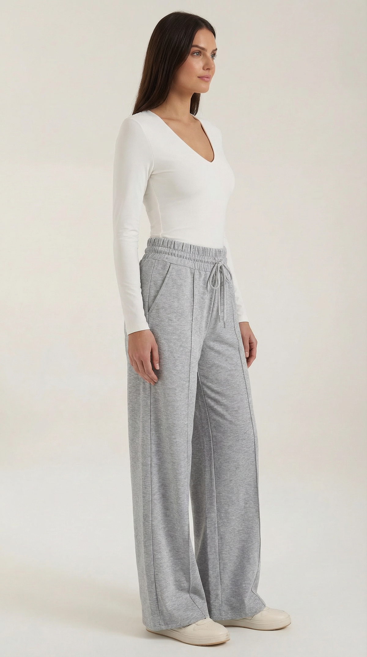 Weite Hose mit Kordelzug und Bügelfalten für Damen