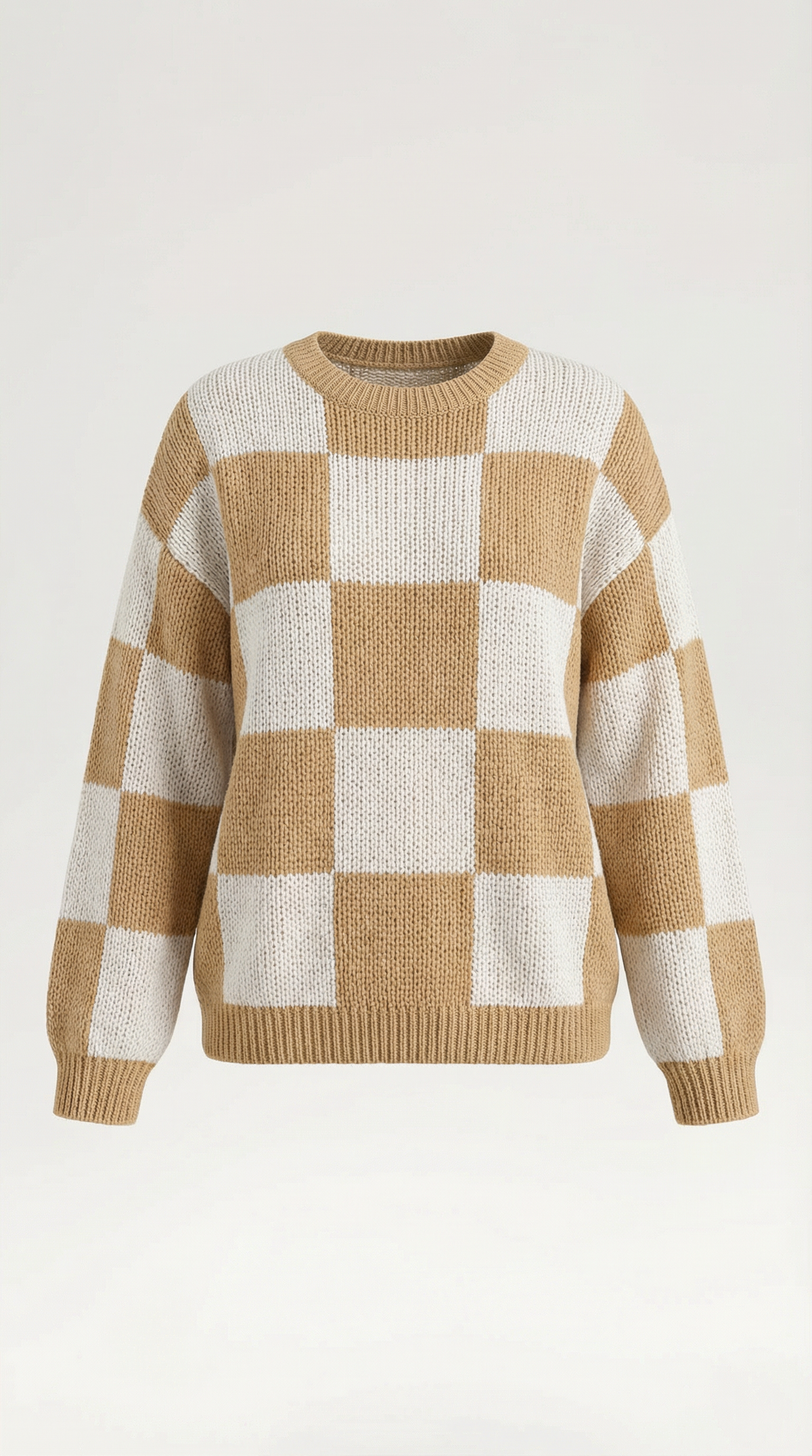 Pullover mit Schachbrettmuster im Oversize-Schnitt für Damen