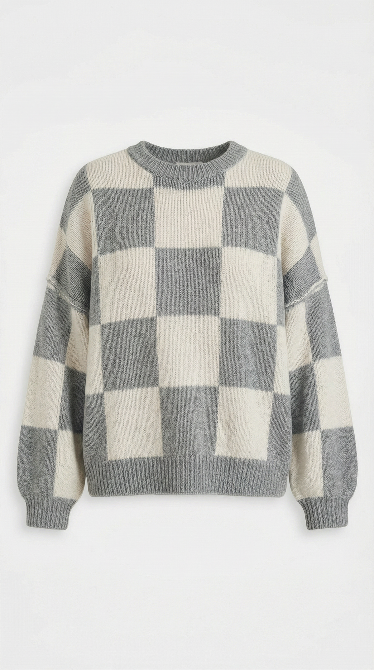 Pullover mit Schachbrettmuster im Oversize-Schnitt für Damen