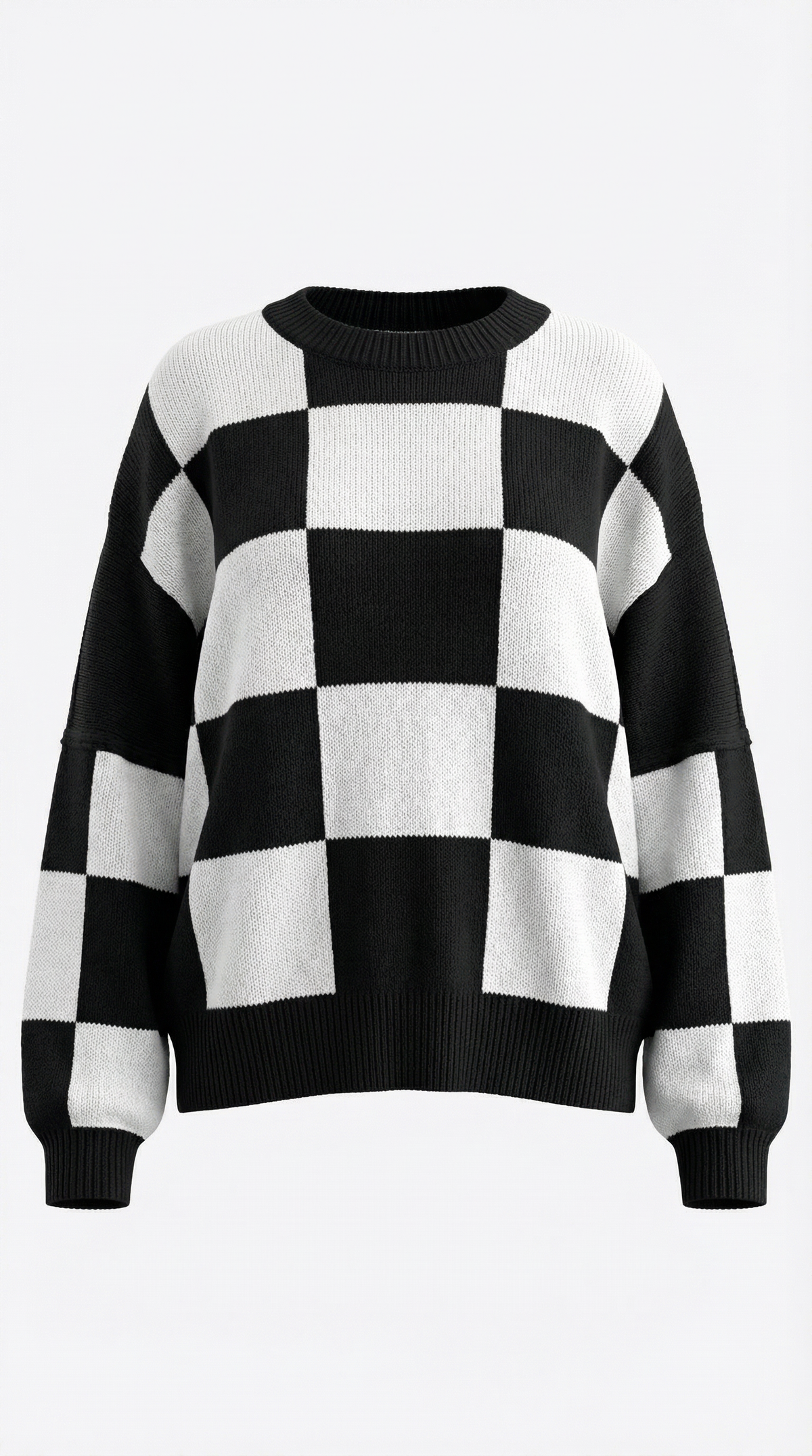 Pullover mit Schachbrettmuster im Oversize-Schnitt für Damen