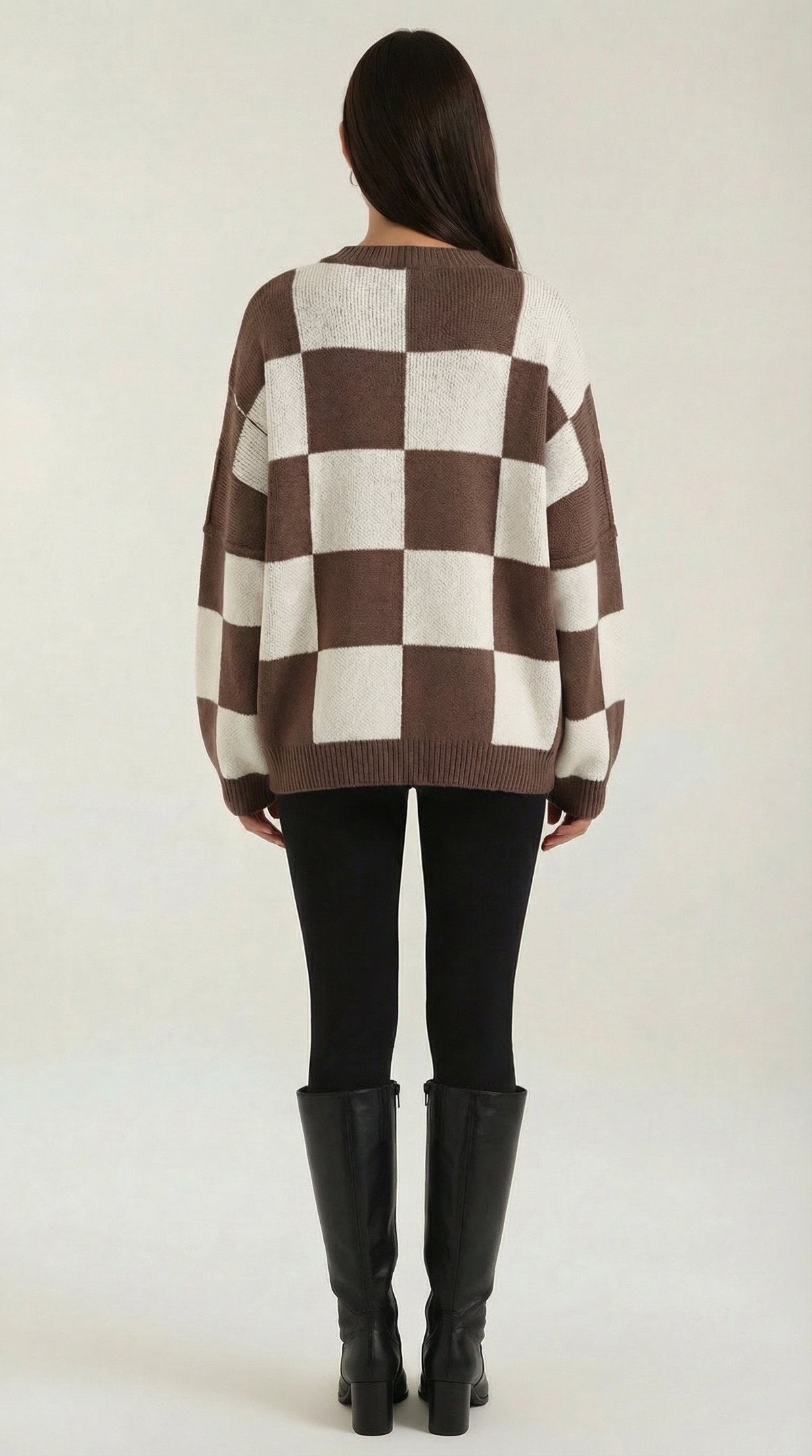Pullover mit Schachbrettmuster im Oversize-Schnitt für Damen