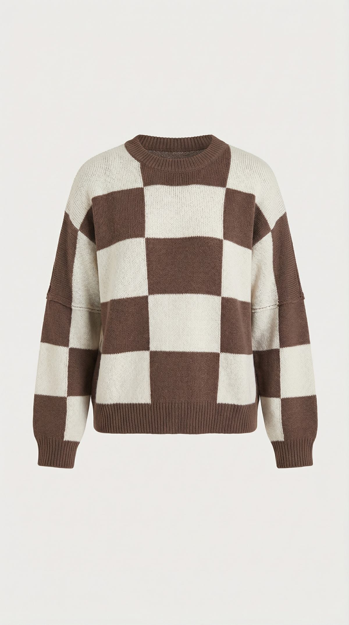 Pullover mit Schachbrettmuster im Oversize-Schnitt für Damen