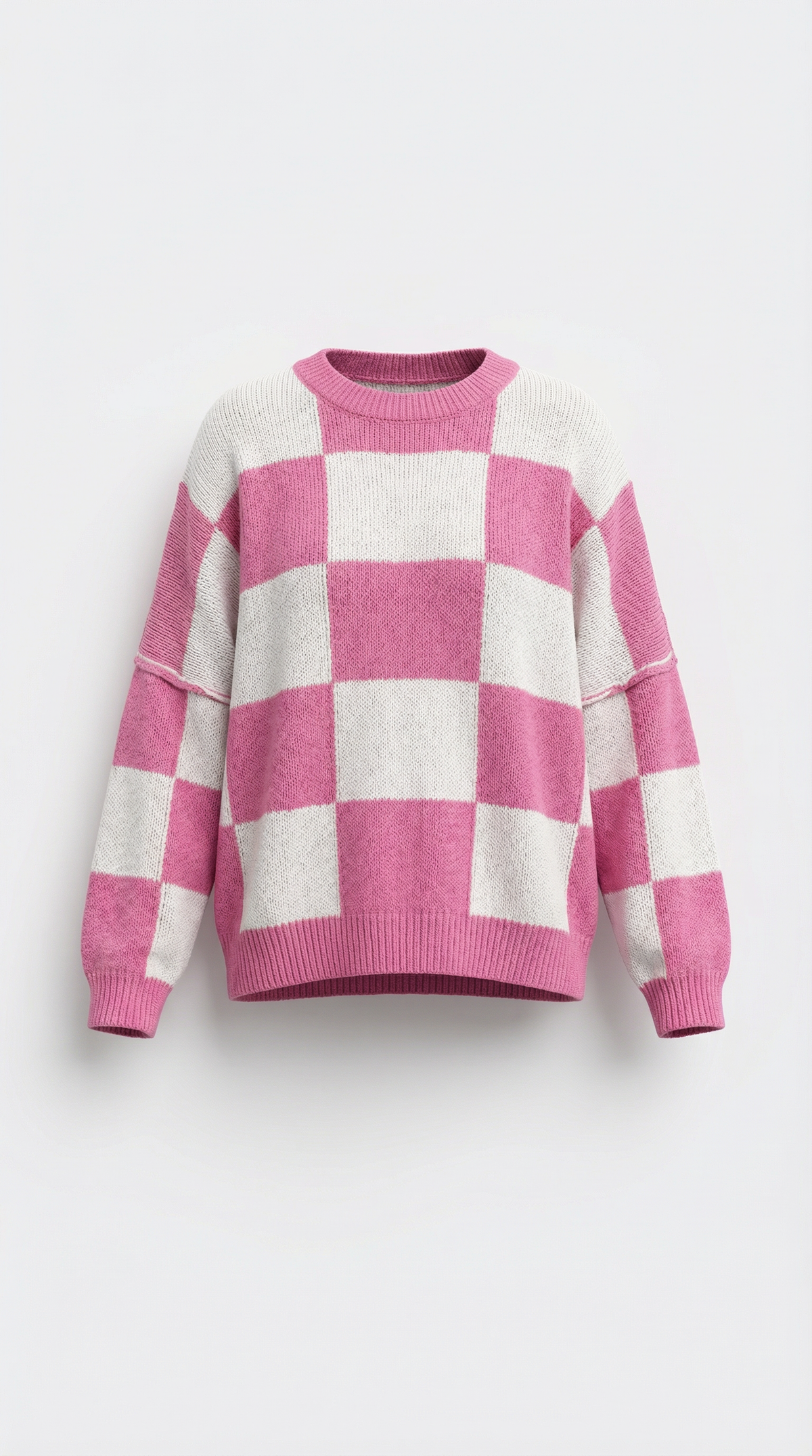 Pullover mit Schachbrettmuster im Oversize-Schnitt für Damen