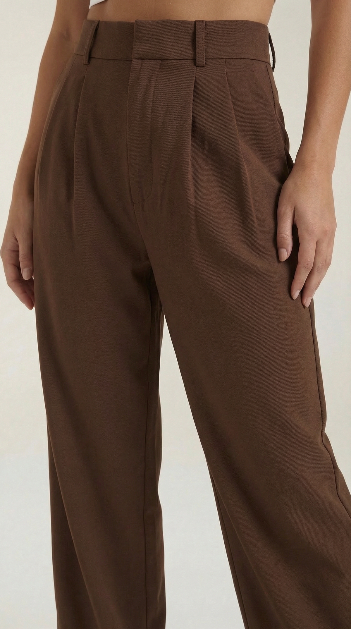 Stoffhose mit Bundfalten, hohem Bund und weitem Bein für Damen