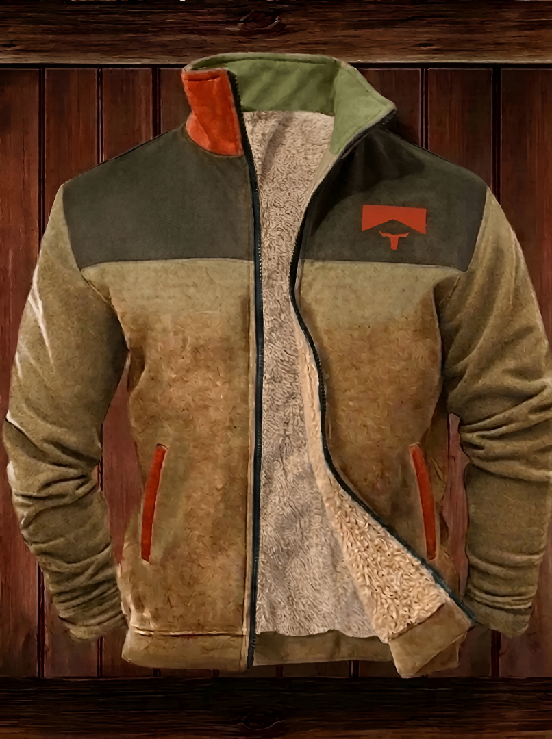 Fleecejacke Herren wärmend, hüftlang mit Stehkragen