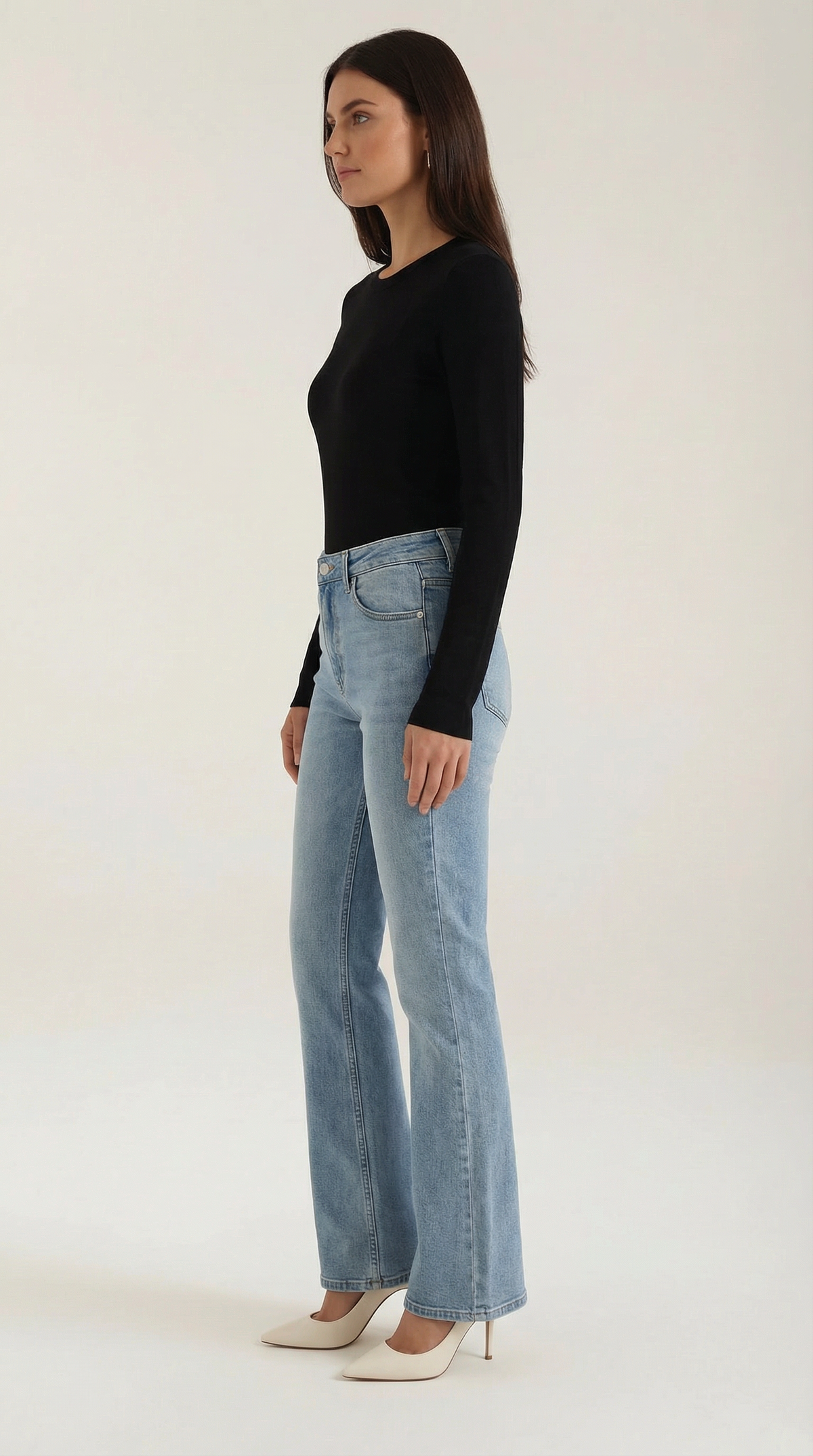 Langarmshirt mit Rundhalsausschnitt in Rippstruktur für Damen