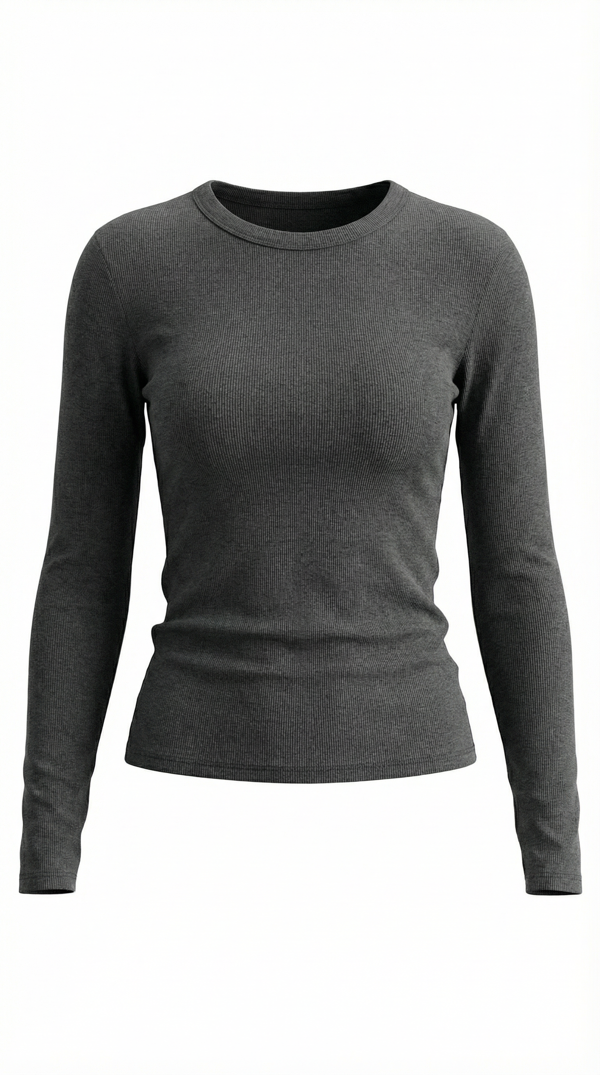 Langarmshirt mit Rundhalsausschnitt in Rippstruktur für Damen