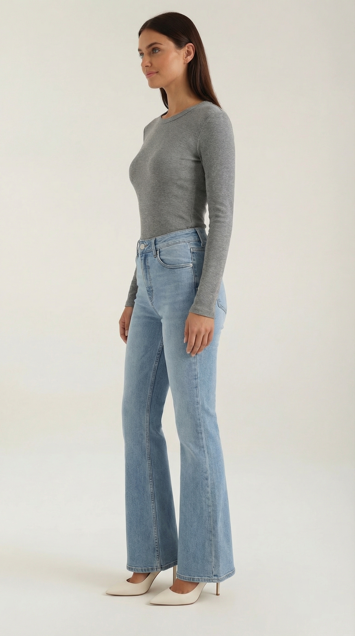 Langarmshirt mit Rundhalsausschnitt in Rippstruktur für Damen