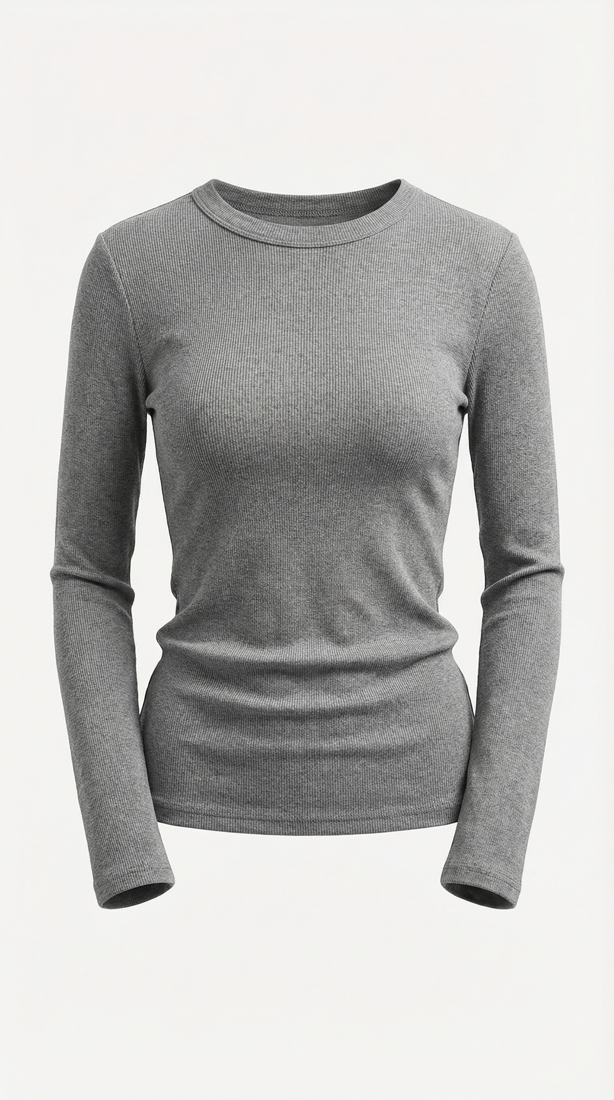 Langarmshirt mit Rundhalsausschnitt in Rippstruktur für Damen