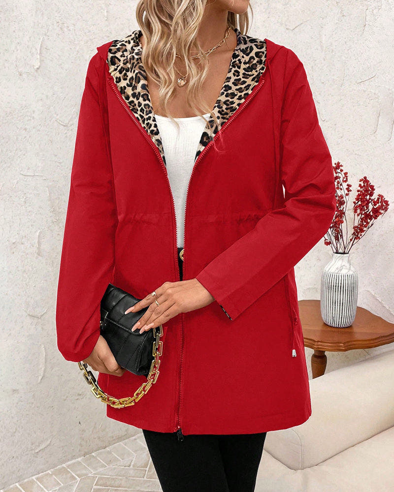 Mantel mit Leopardenmuster und Reissverschluss