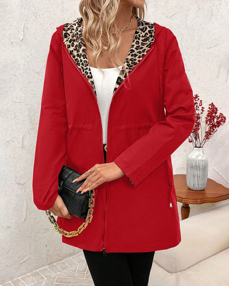 Mantel mit Leopardenmuster und Reissverschluss