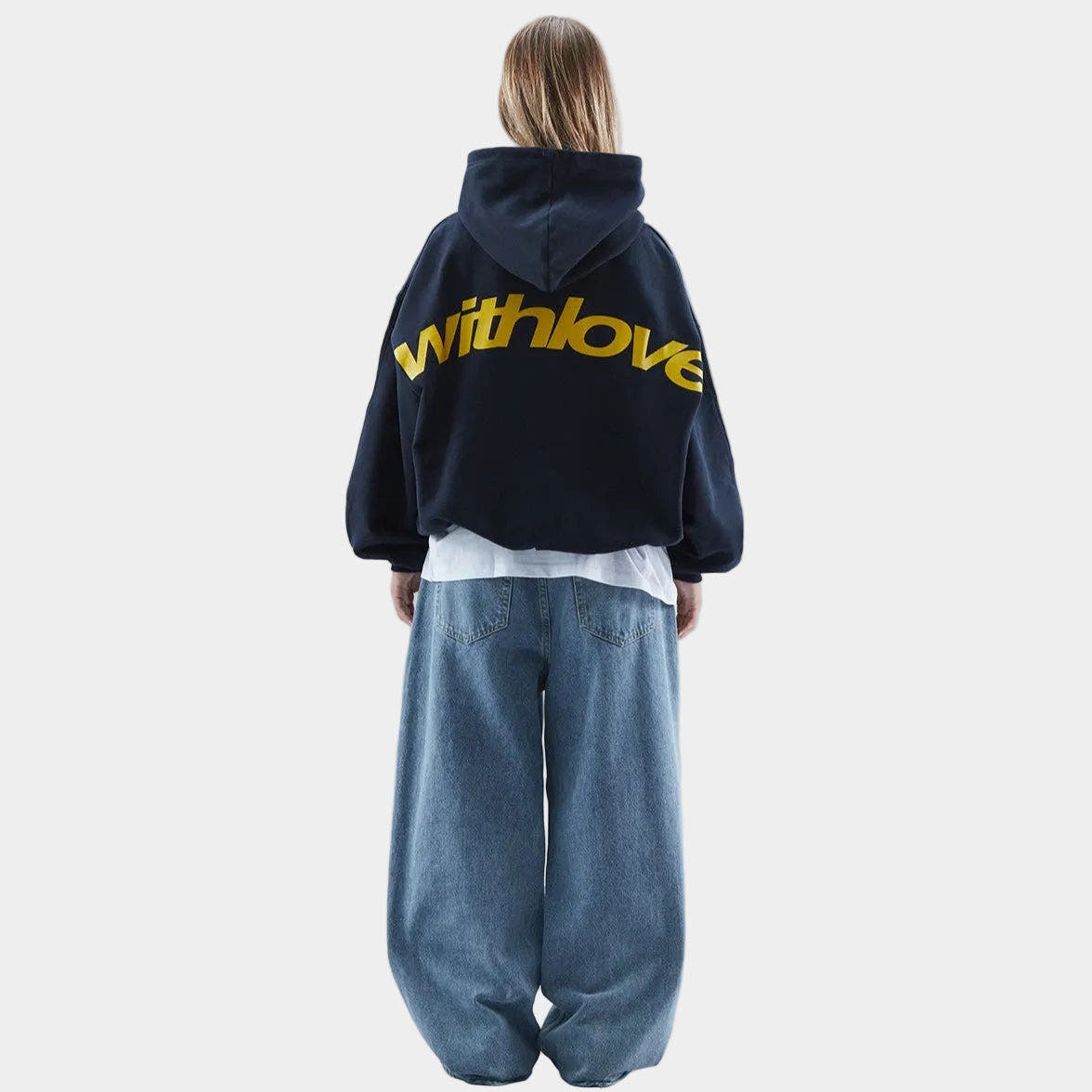 Hoodie Damen Oversize mit Rückenschriftzug und langen Ärmeln