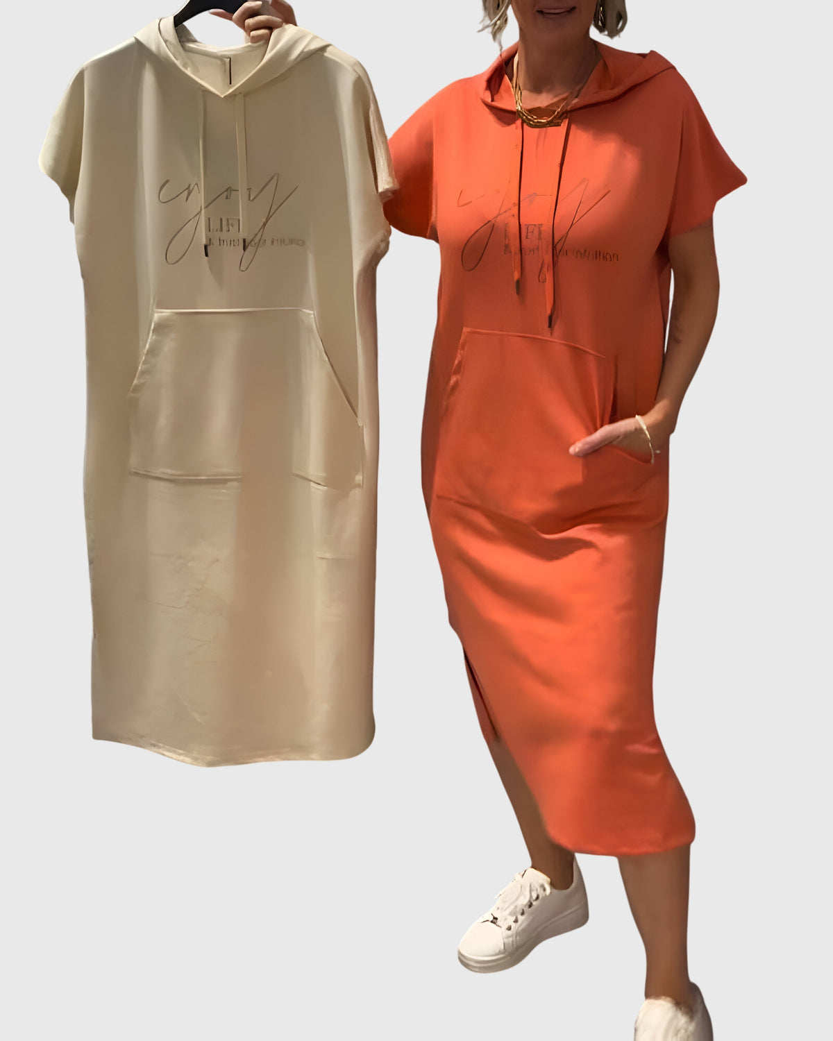 Kleid mit Kapuze und Taschen in lockerer Passform