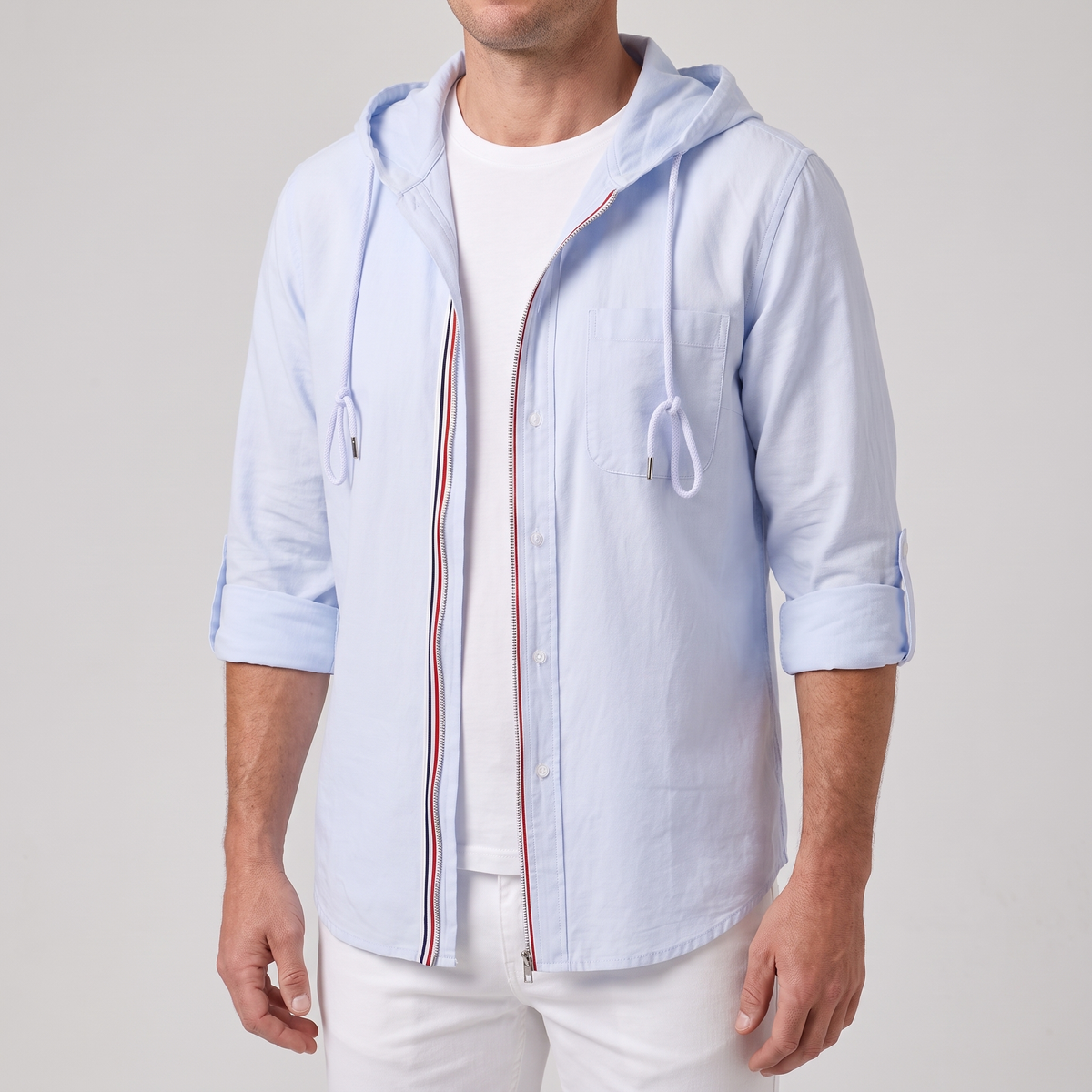 Hoodie Herren aus Leinen-Baumwollmischung, leicht und locker