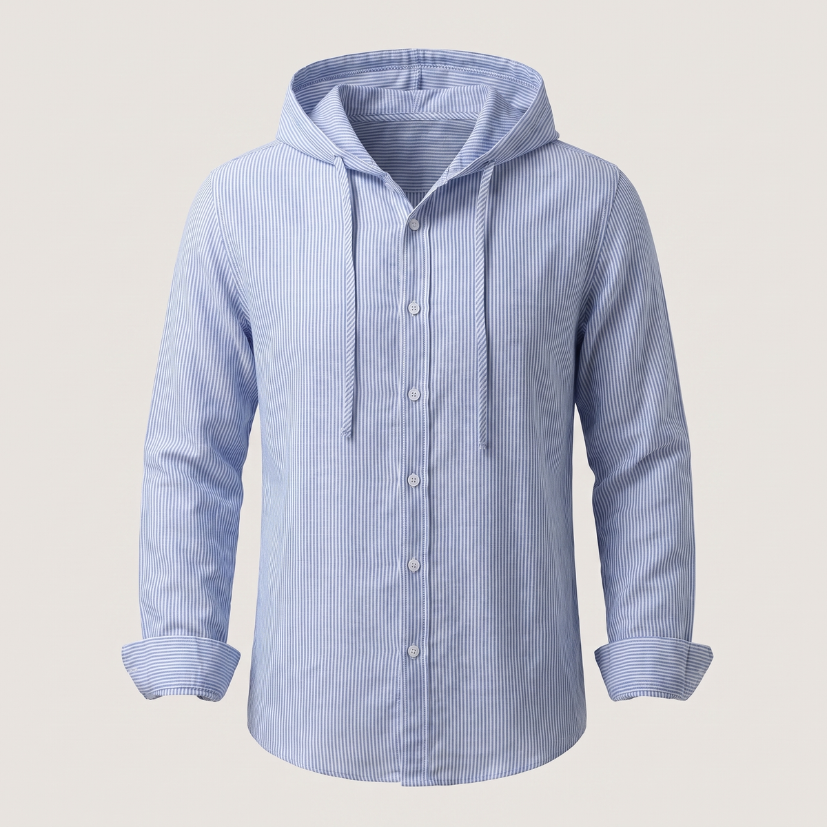 Hoodie Herren aus Leinen, locker geschnitten mit Knopfleiste