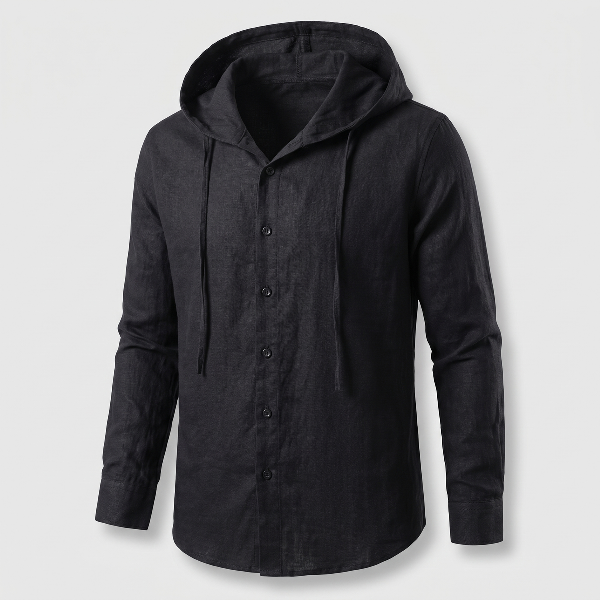Hoodie Herren aus Leinen, locker geschnitten mit Knopfleiste