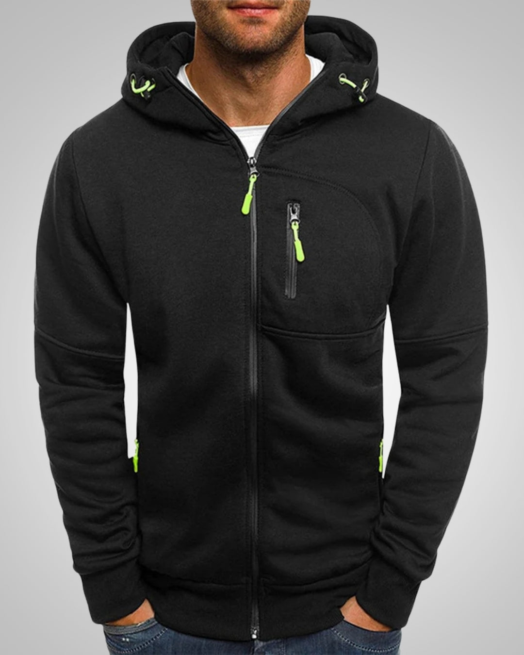 Hoodie Herren locker geschnitten mit Reissverschluss und Taschen