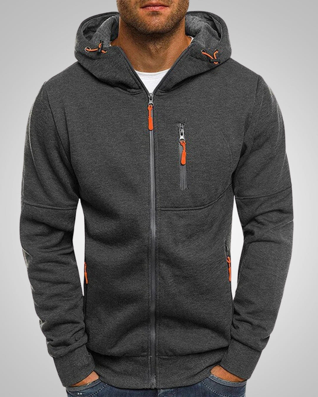 Hoodie Herren locker geschnitten mit Reissverschluss und Taschen