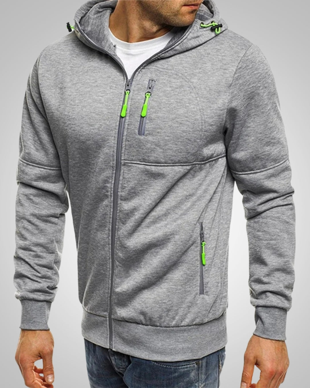 Hoodie Herren locker geschnitten mit Reissverschluss und Taschen