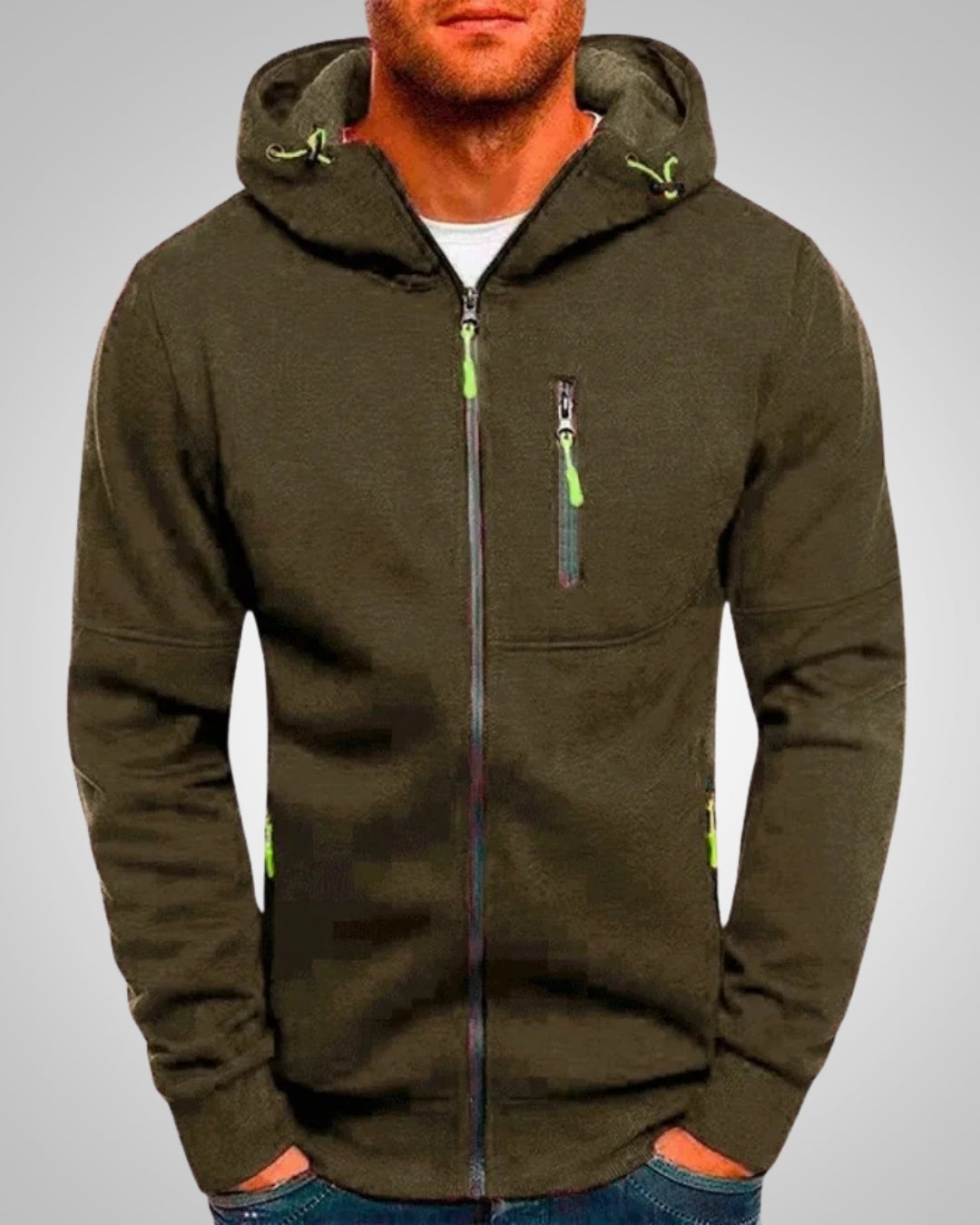 Hoodie Herren locker geschnitten mit Reissverschluss und Taschen