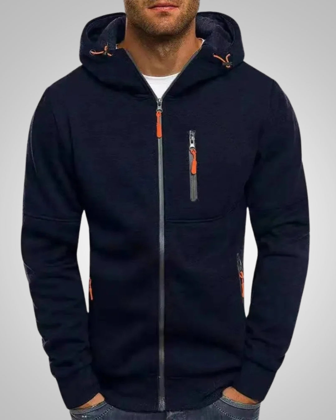 Hoodie Herren locker geschnitten mit Reissverschluss und Taschen