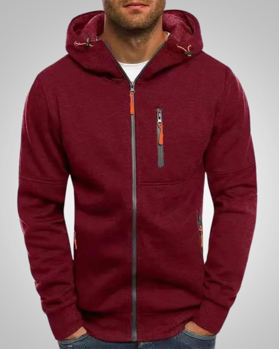 Hoodie Herren locker geschnitten mit Reissverschluss und Taschen