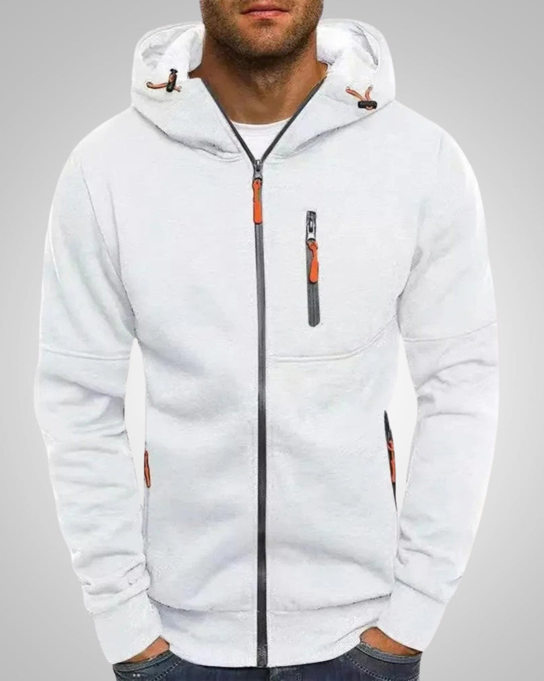 Hoodie Herren locker geschnitten mit Reissverschluss und Taschen