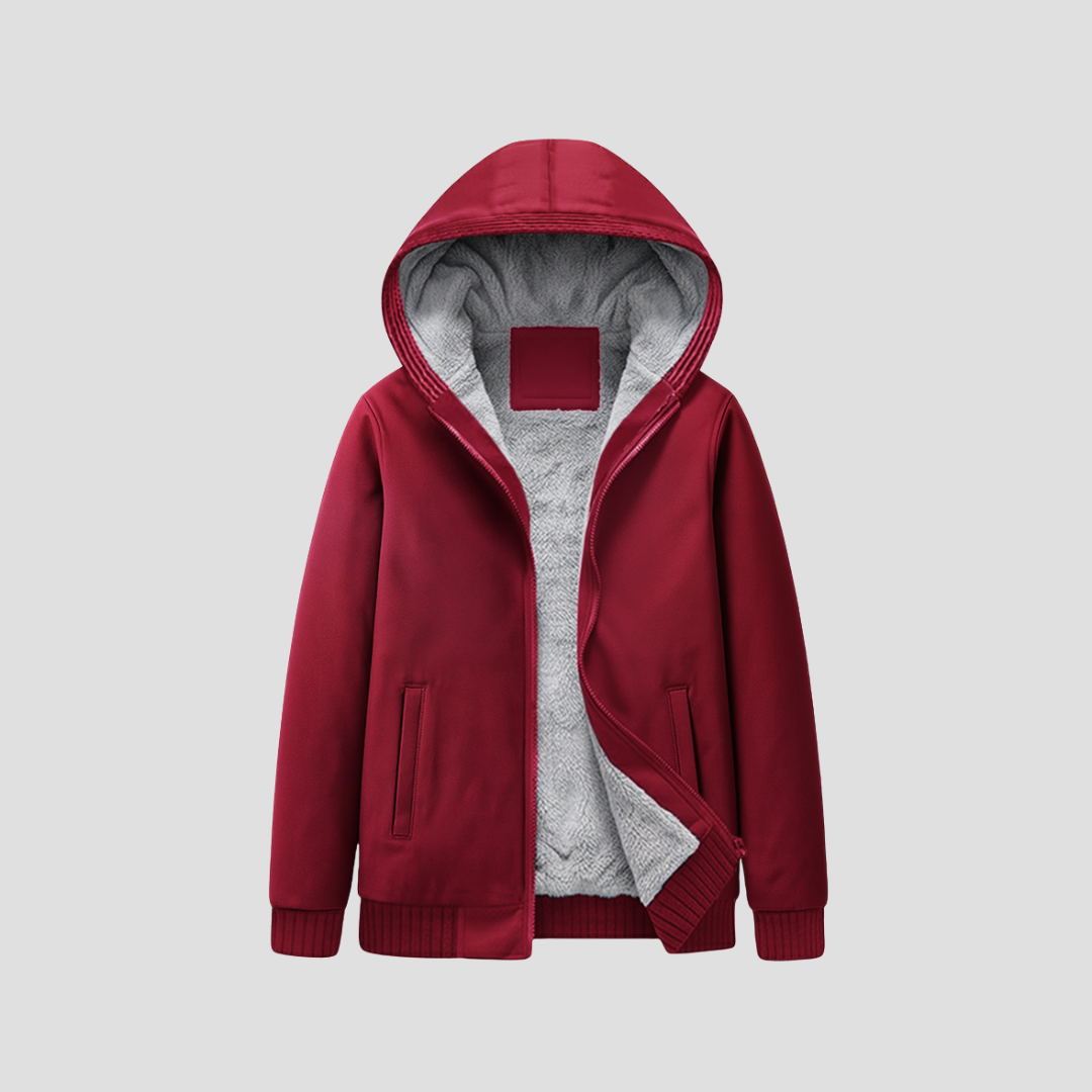 Hoodie Herren mit Fleecefutter, hüftlang und durchgehendem Reissverschluss