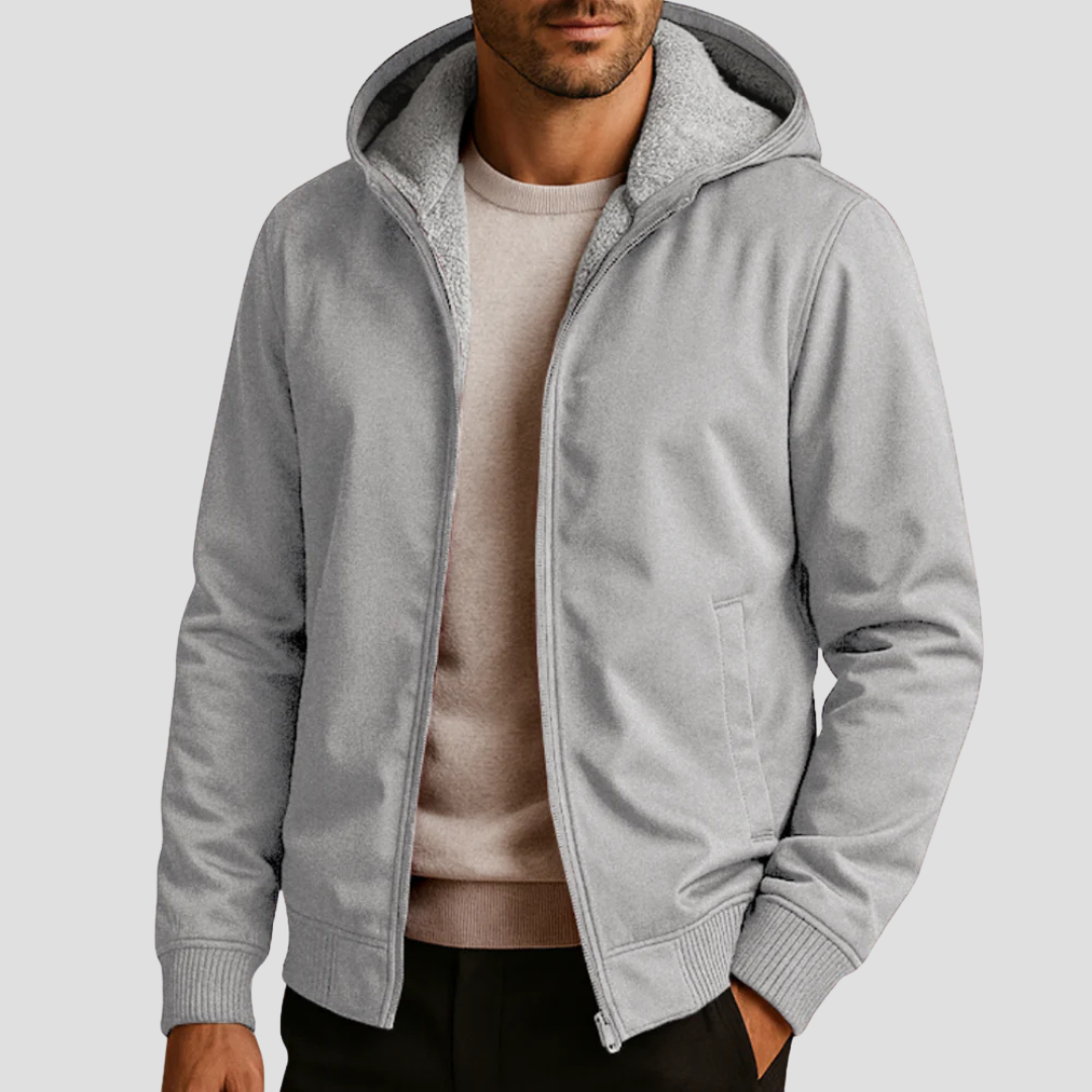 Hoodie Herren mit Fleecefutter, hüftlang und durchgehendem Reissverschluss