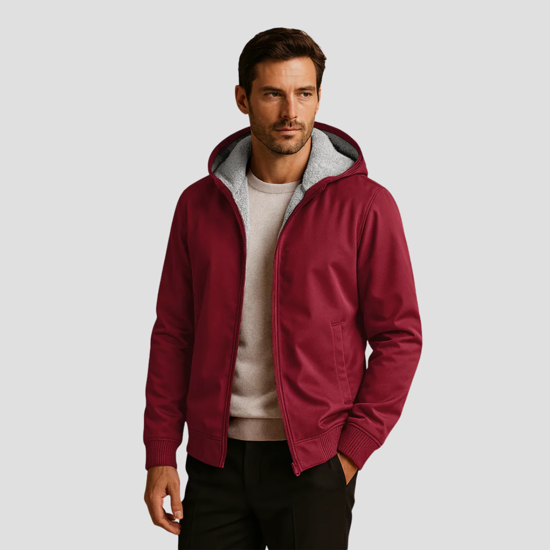 Hoodie Herren mit Fleecefutter, hüftlang und durchgehendem Reissverschluss
