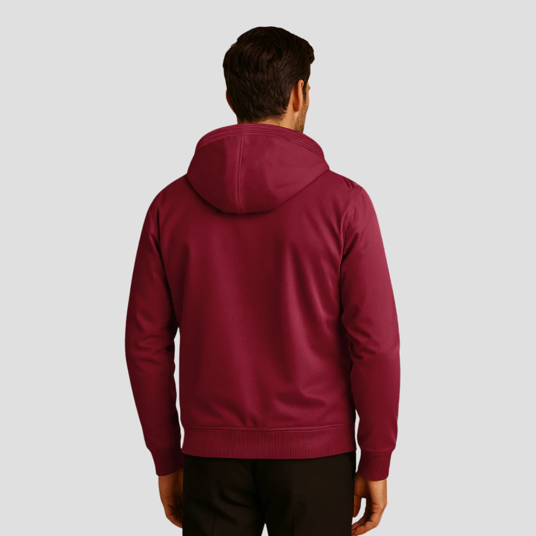 Hoodie Herren mit Fleecefutter, hüftlang und durchgehendem Reissverschluss